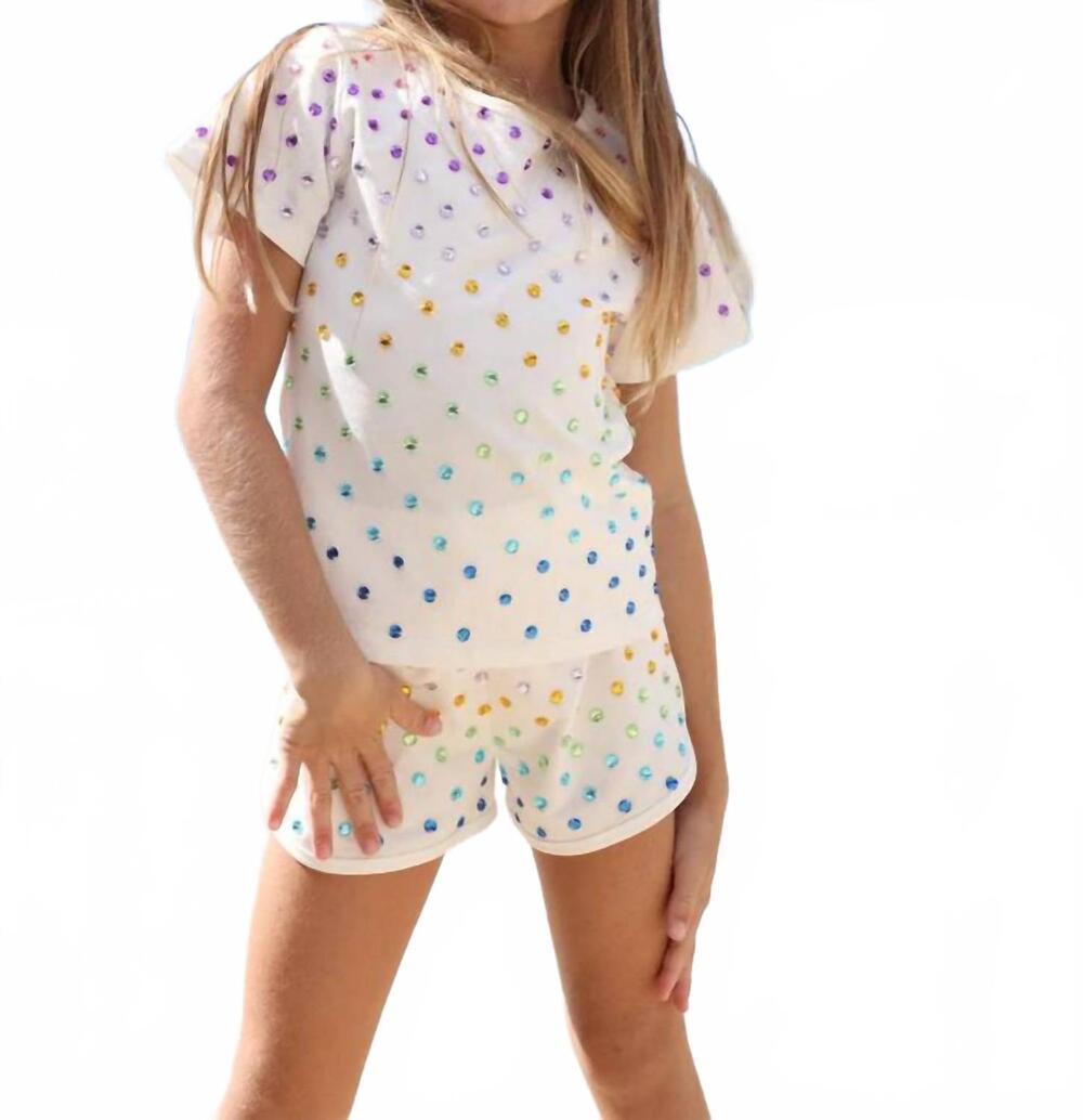 NEW LOLA + THE BOYS shine bright gem short set in white